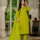 Embroidered Marina Silk Kurti Set with Pants & Dupatta