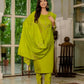 Embroidered Marina Silk Kurti Set with Pants & Dupatta