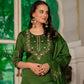 Embroidered Marina Silk Kurti Set with Pants & Dupatta