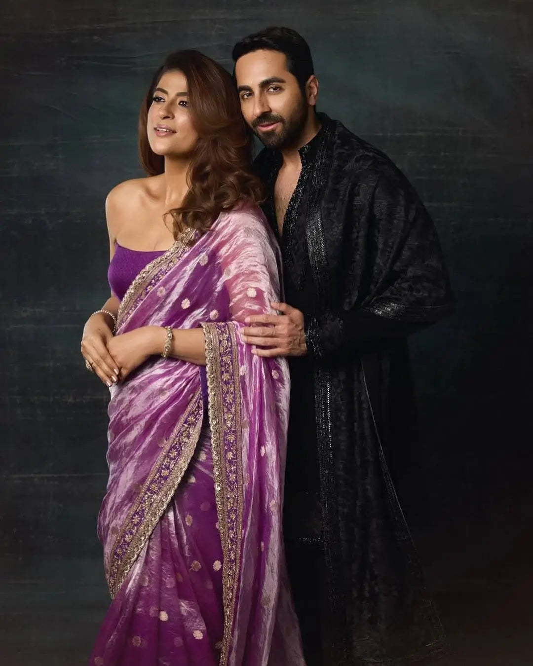 Embroidered Mocha Silk Designer Saree