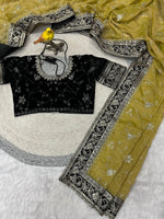 Embroidered Mocha Silk Saree with Velvet Blouse