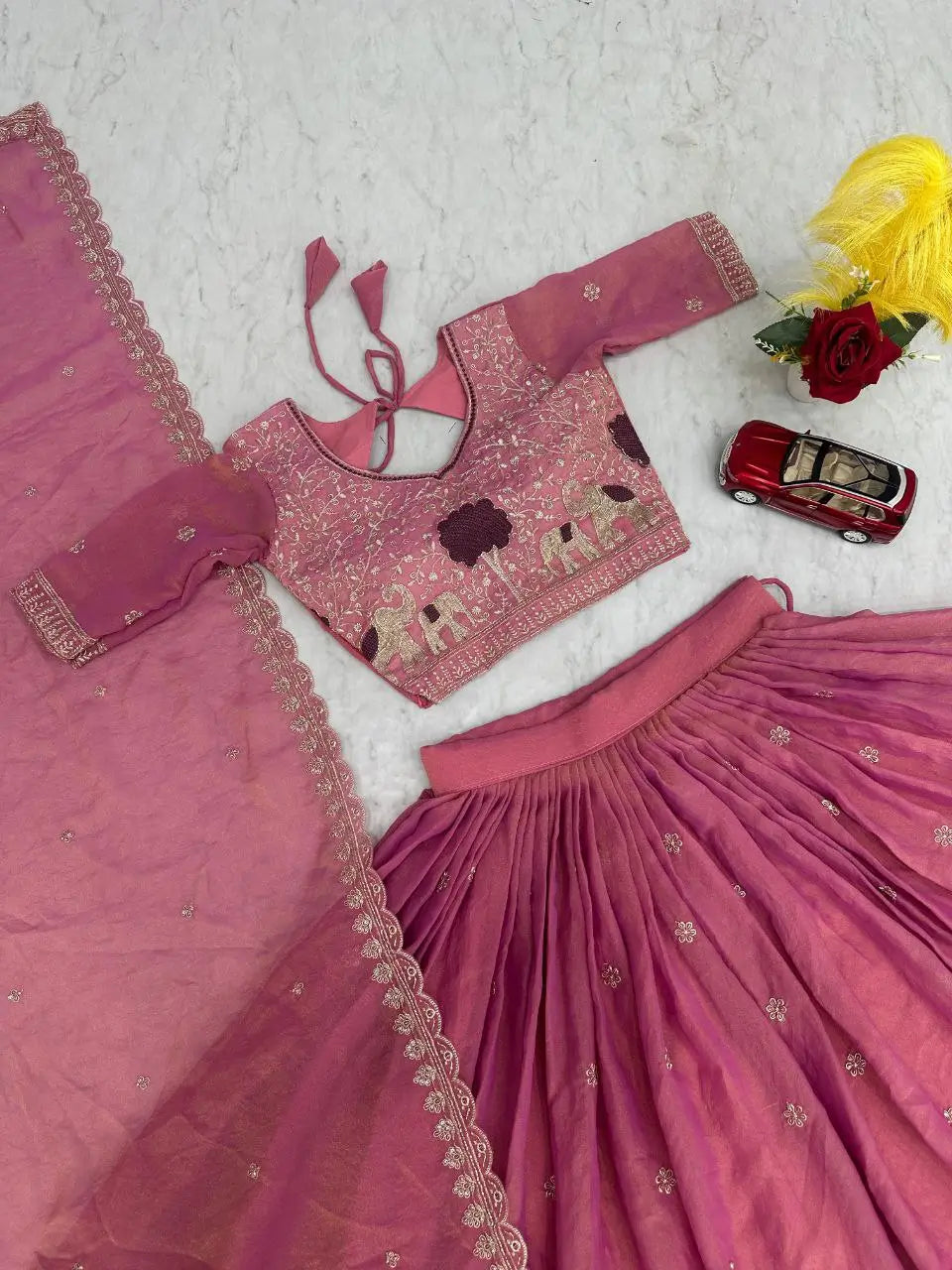 Embroidered Moss Simar Lehenga Choli Set