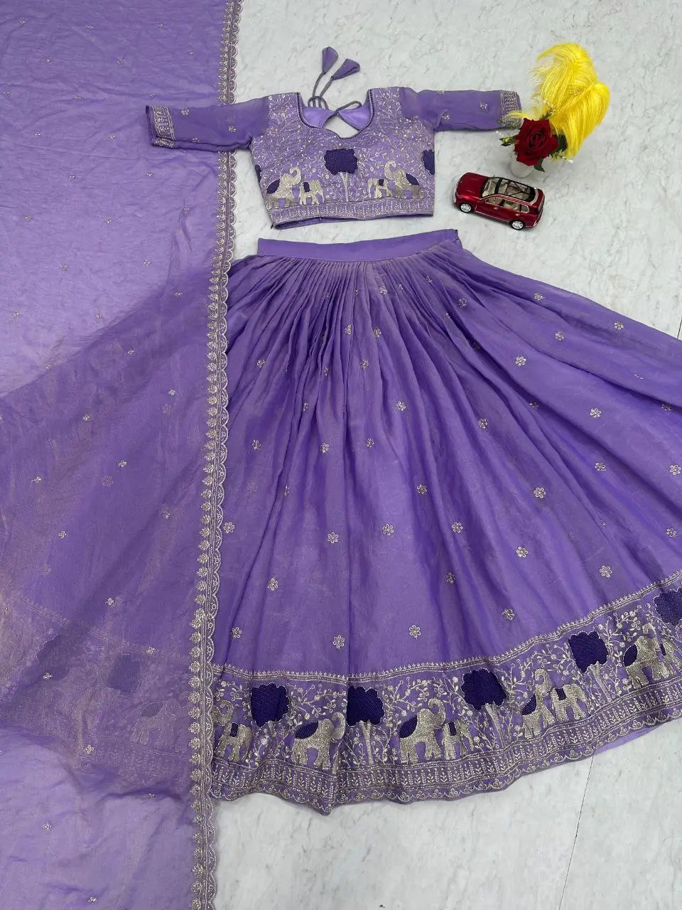 Embroidered Moss Simar Lehenga Choli Set