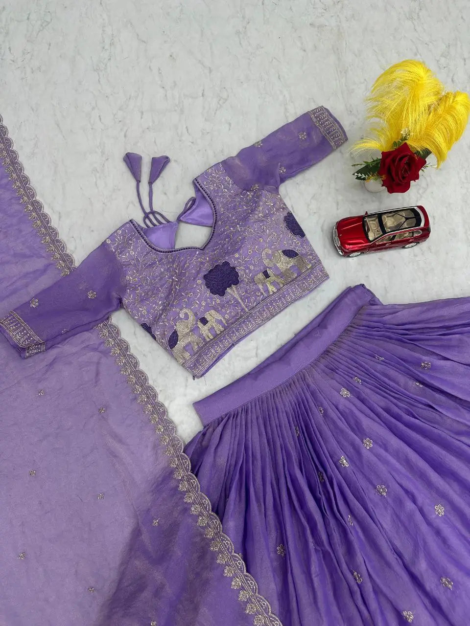 Embroidered Moss Simar Lehenga Choli Set