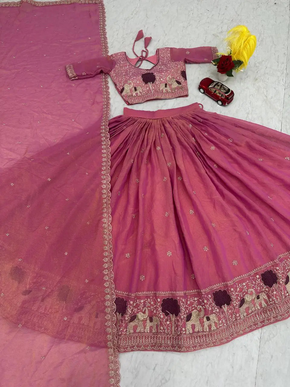 Embroidered Moss Simar Lehenga Choli Set