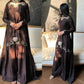 Embroidered Natural Crepe Kurta Farshi Salwar Set with Dupatta for Festive Wear