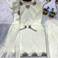 Embroidered Natural Crepe Kurta Farshi Salwar Set with Dupatta for Festive Wear