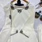 Embroidered Natural Crepe Kurta Farshi Salwar Set with Dupatta for Festive Wear