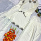 Embroidered Natural Crepe Kurta Farshi Salwar Set with Dupatta for Festive Wear
