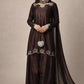 Embroidered Natural Crepe Kurta Farshi Salwar Set with Dupatta for Festive Wear
