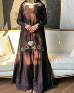 Embroidered Natural Crepe Kurta Farshi Salwar Set with Dupatta for Festive Wear