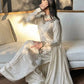 Embroidered Natural Crepe Kurta Farshi Salwar Set with Dupatta for Festive Wear