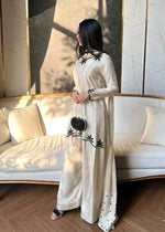 Embroidered Natural Crepe Kurta Farshi Salwar Set with Dupatta for Festive Wear