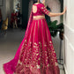 Embroidered Natural Silk Lehenga Choli Set with Organza Dupatta