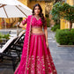 Embroidered Natural Silk Lehenga Choli Set with Organza Dupatta