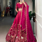 Embroidered Natural Silk Lehenga Choli Set with Organza Dupatta