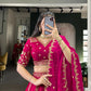 Embroidered Natural Silk Lehenga Choli Set with Organza Dupatta