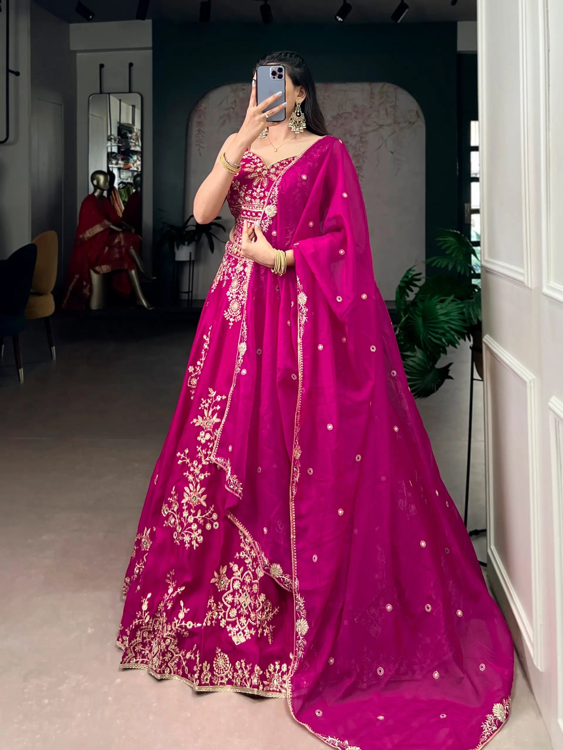 Embroidered Naysha Fabric Lehenga Choli with Organza Dupatta for Wedding and Festive Wear