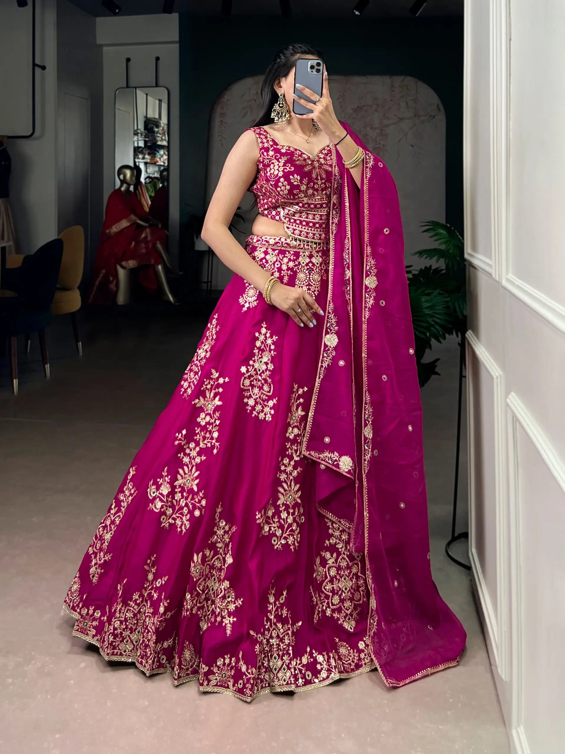 Embroidered Naysha Fabric Lehenga Choli with Organza Dupatta for Wedding and Festive Wear
