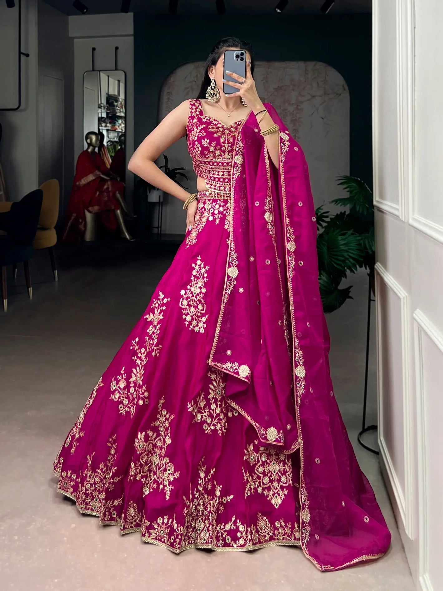 Embroidered Naysha Fabric Lehenga Choli with Organza Dupatta for Wedding and Festive Wear