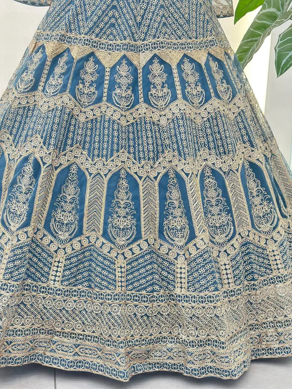 Embroidered Net Lehenga Set