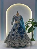 Embroidered Net Lehenga Set