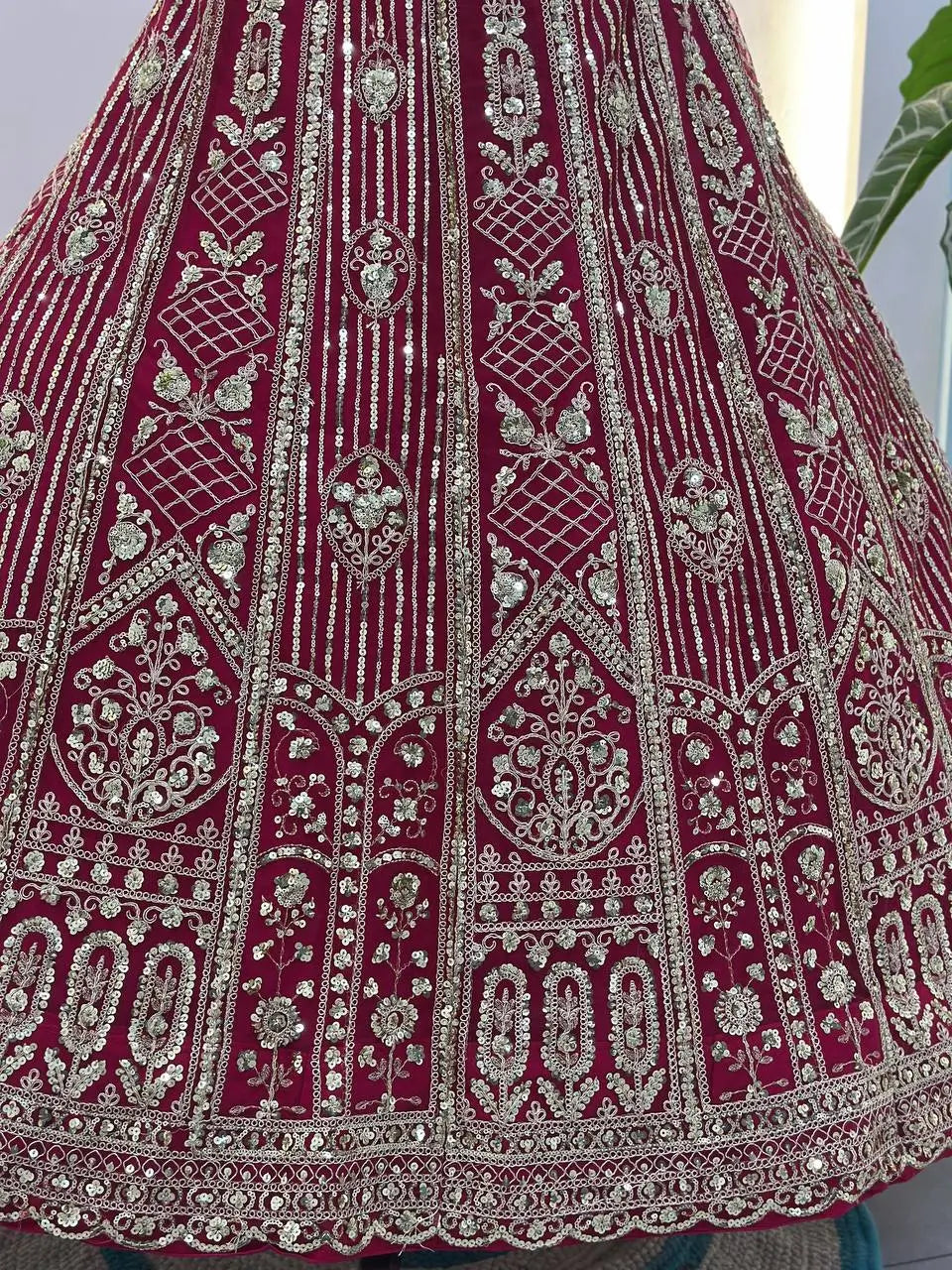 Embroidered Net Lehenga Set