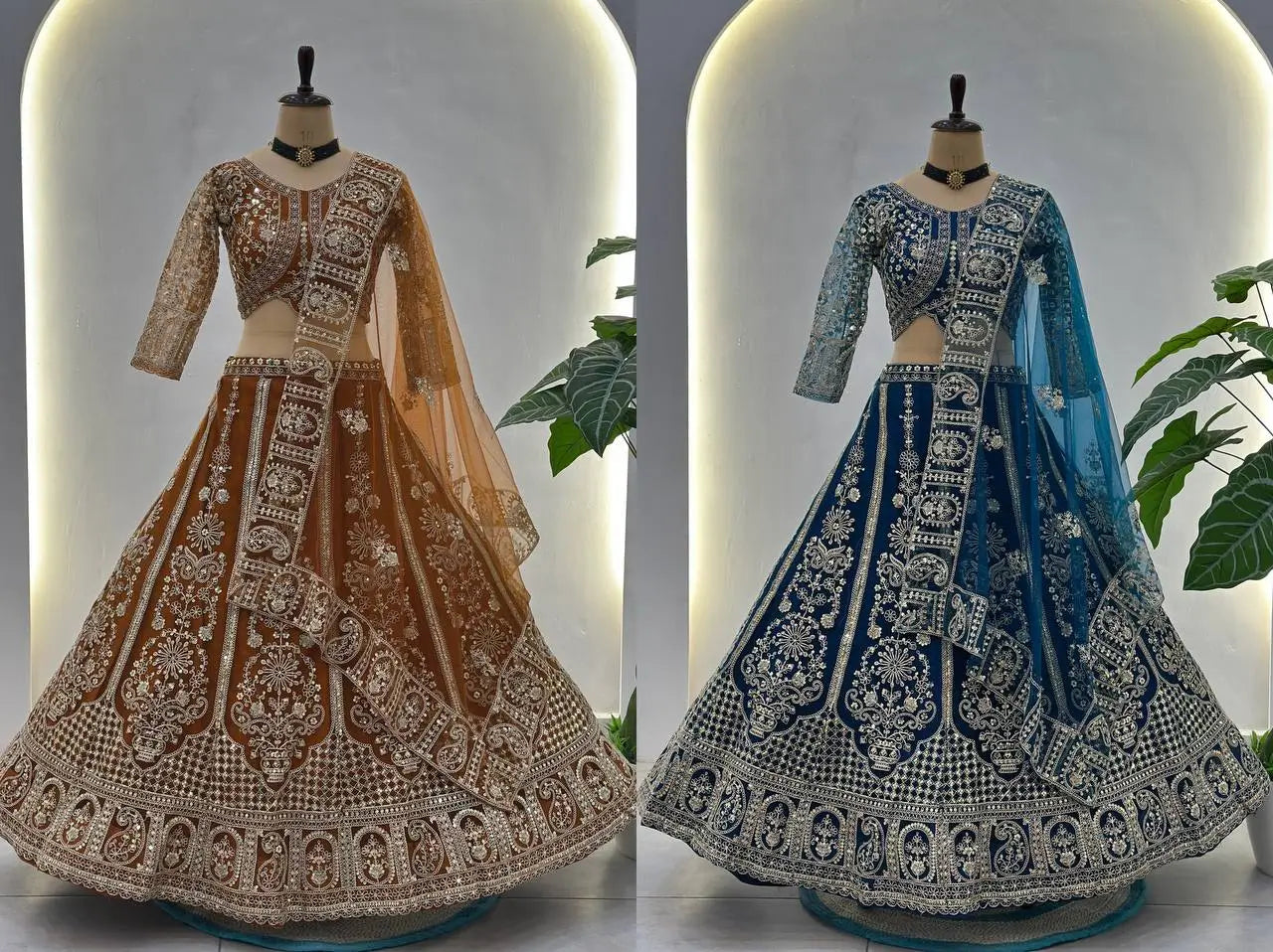 Embroidered Net Lehenga Set
