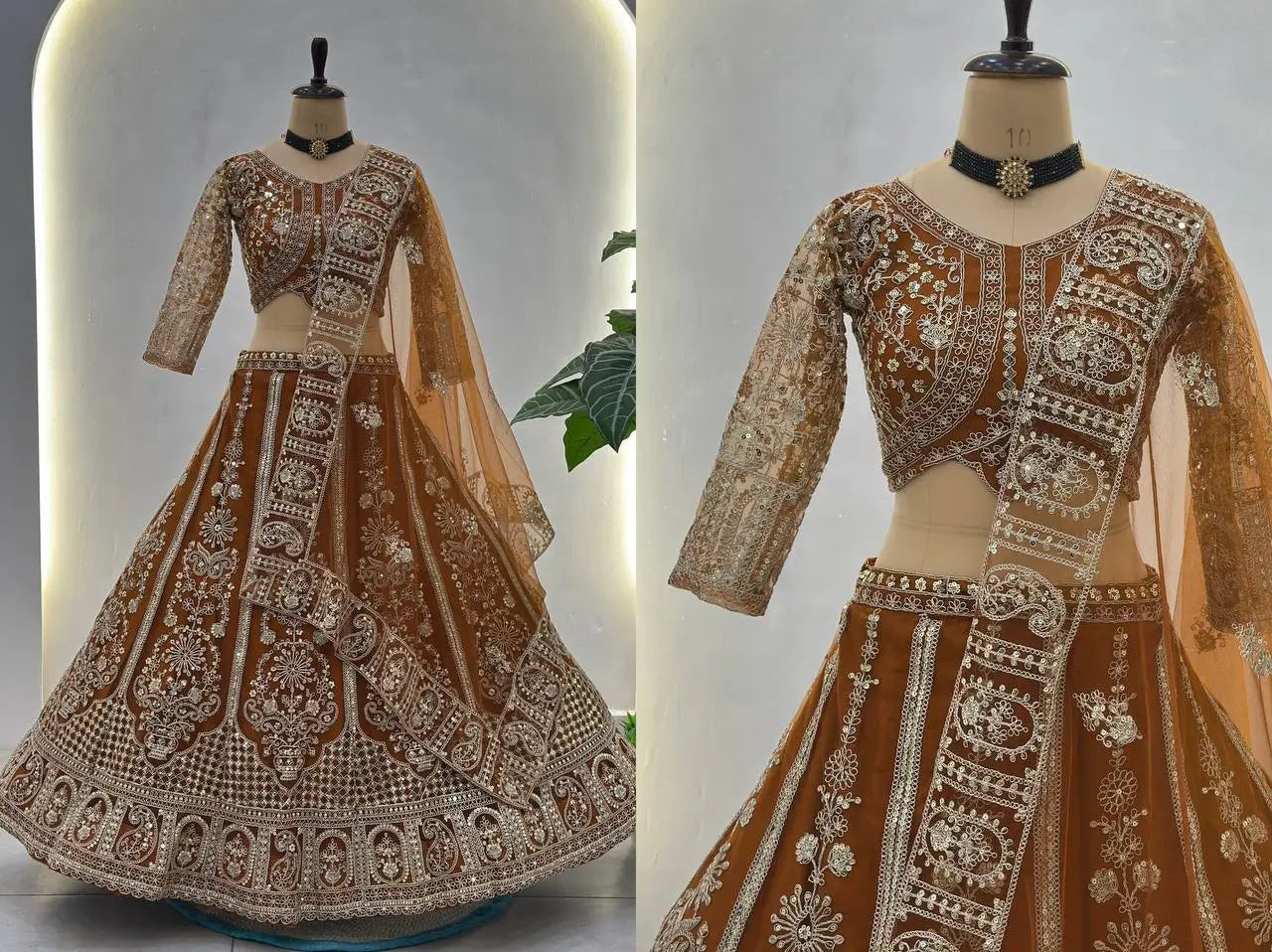 Embroidered Net Lehenga Set