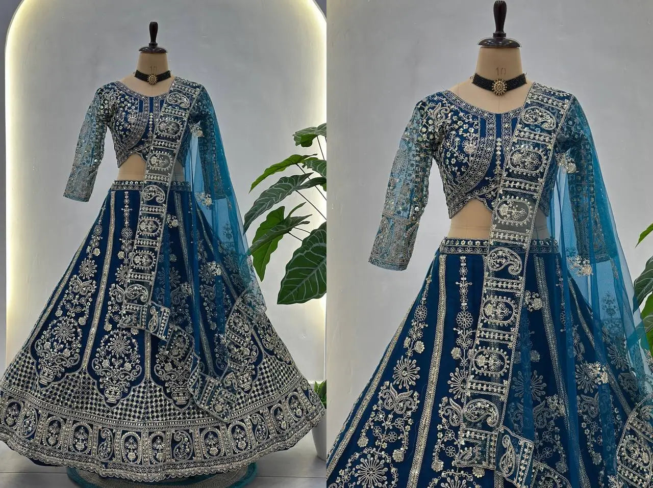 Embroidered Net Lehenga Set