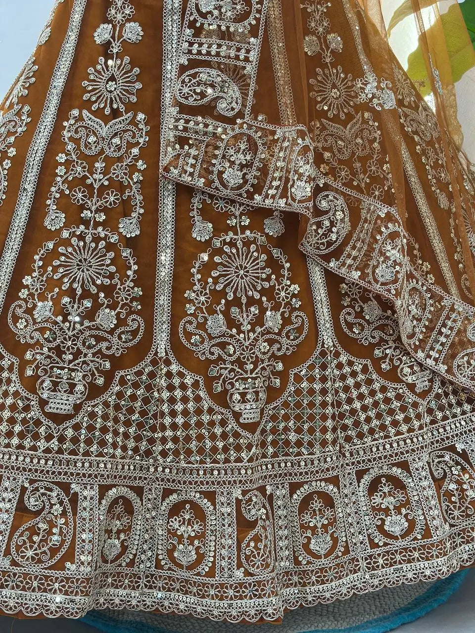 Embroidered Net Lehenga Set