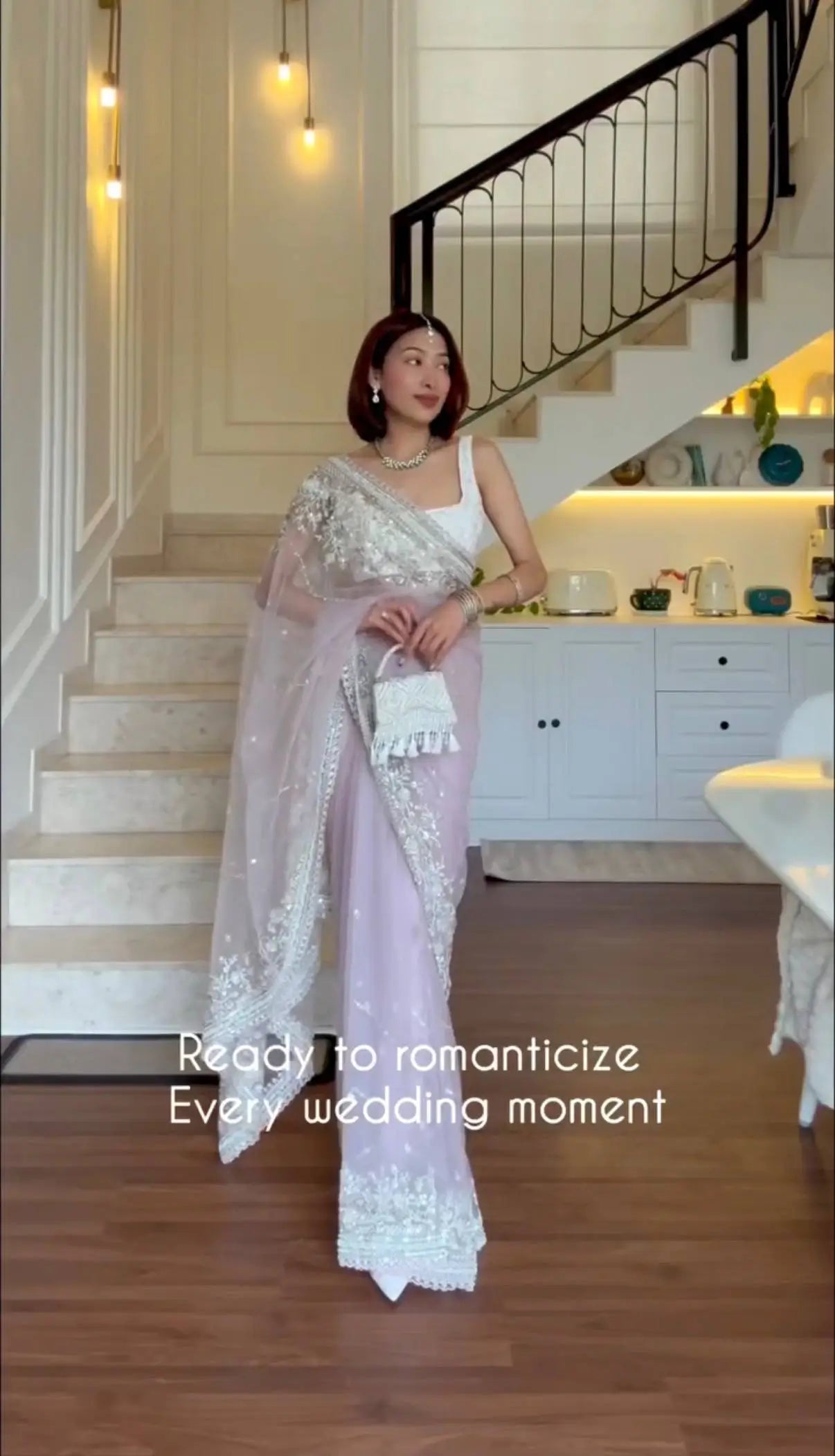 Embroidered Nylon Net Saree with Cutwork Border