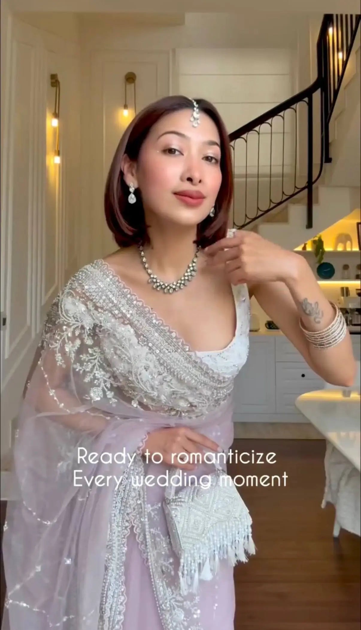 Embroidered Nylon Net Saree with Cutwork Border