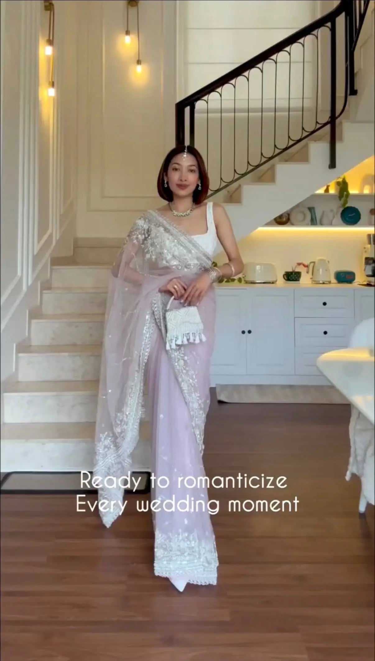 Embroidered Nylon Net Saree with Cutwork Border