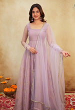 Embroidered Organza Gown Set With Dupatta