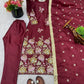 Embroidered Organza Poly Silk Plazzo Set