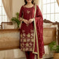 Embroidered Organza Poly Silk Plazzo Set
