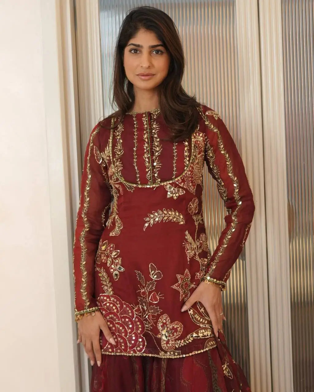 Embroidered Organza Sharara Set with Dupatta