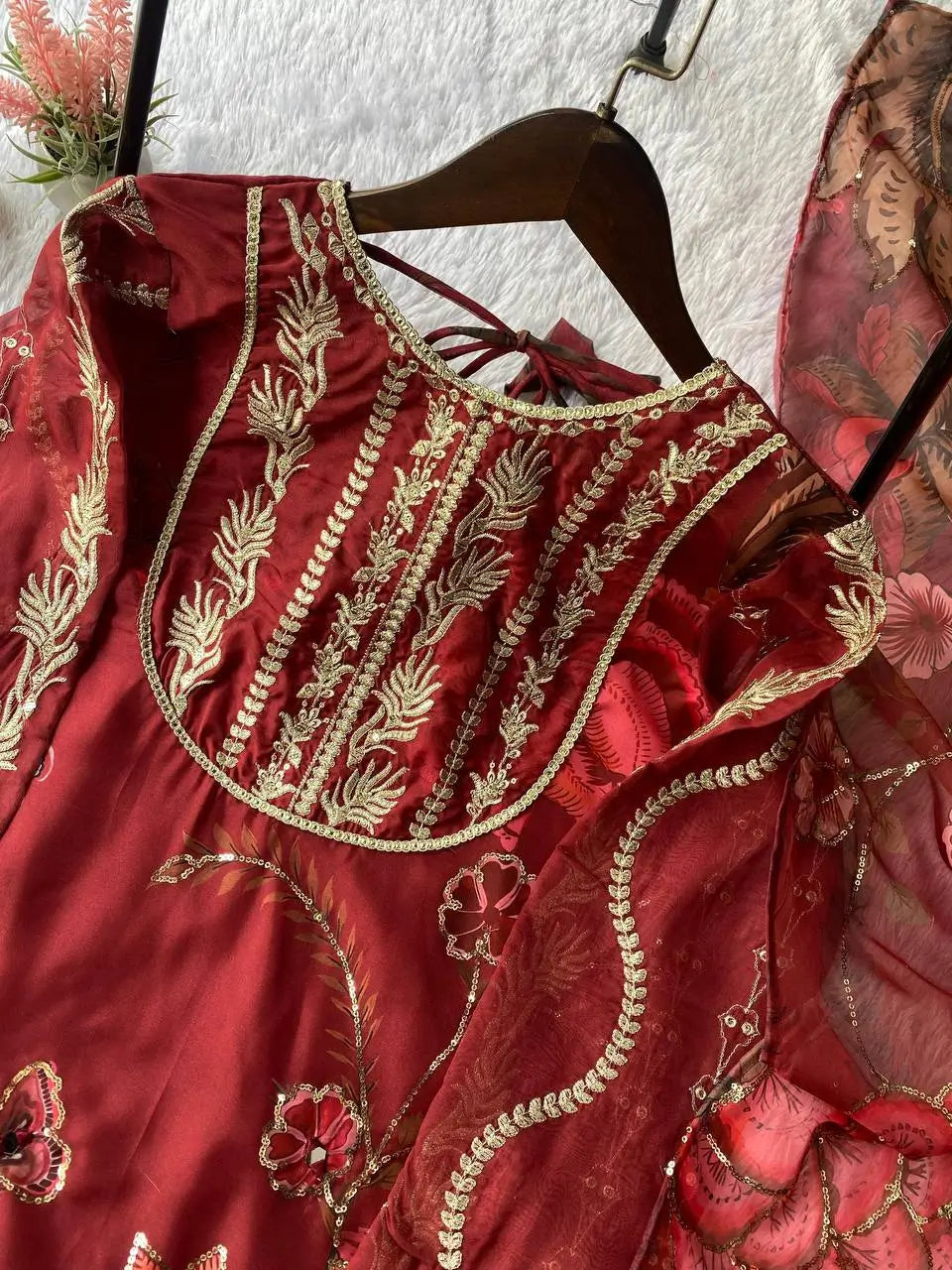 Embroidered Organza Sharara Set with Dupatta