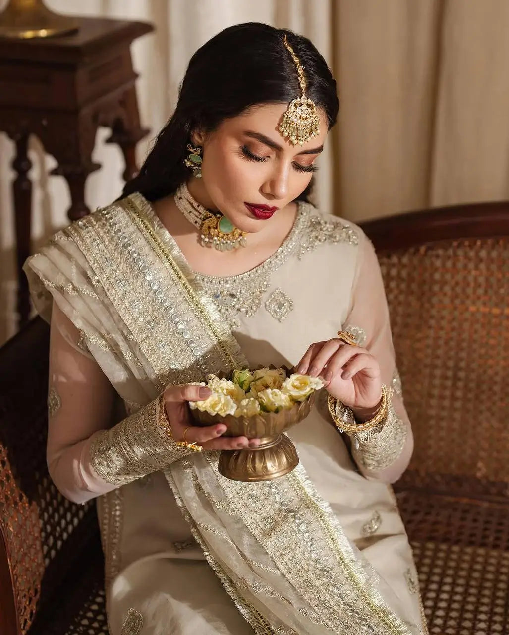 Embroidered Organza Sharara Suit with Dupatta