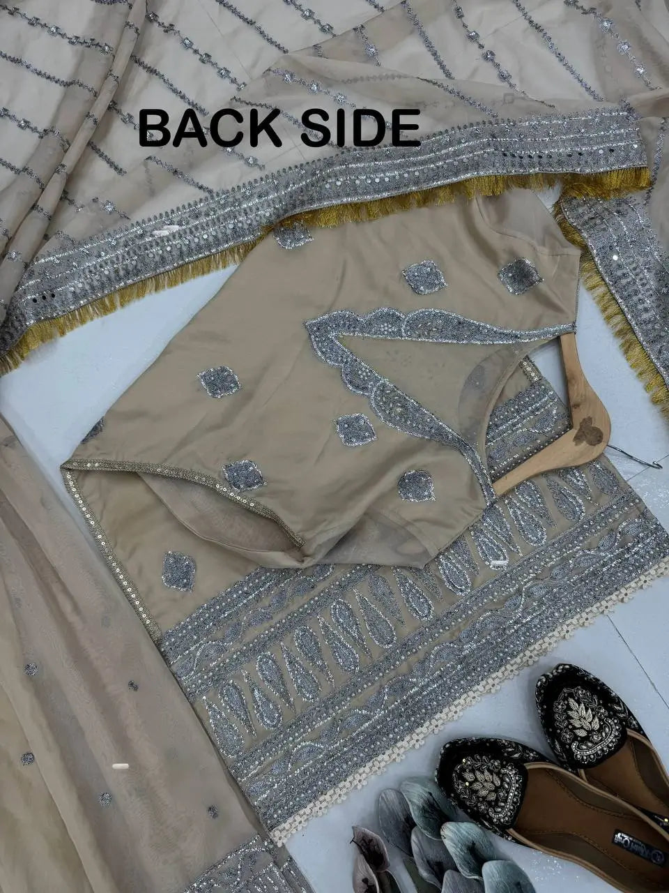 Embroidered Organza Sharara Suit with Dupatta