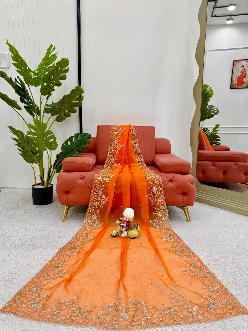 Embroidered Organza Silk Designer Saree with Blouse