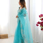 Embroidered Organza Silk Designer Saree with Blouse