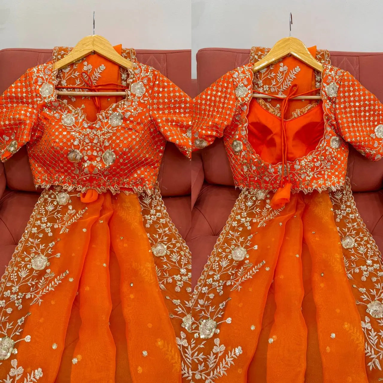 Embroidered Organza Silk Designer Saree with Blouse