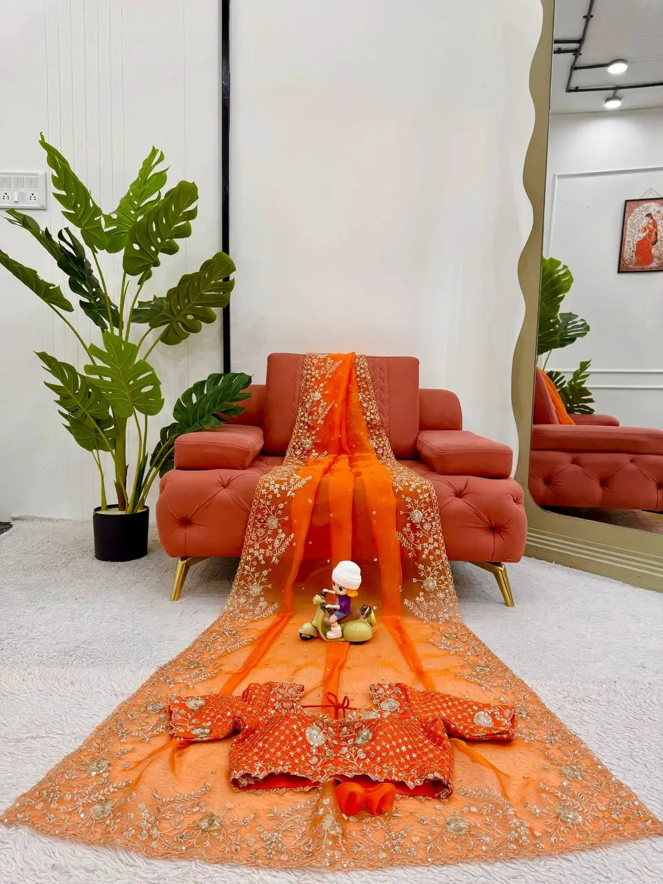 Embroidered Organza Silk Designer Saree with Blouse