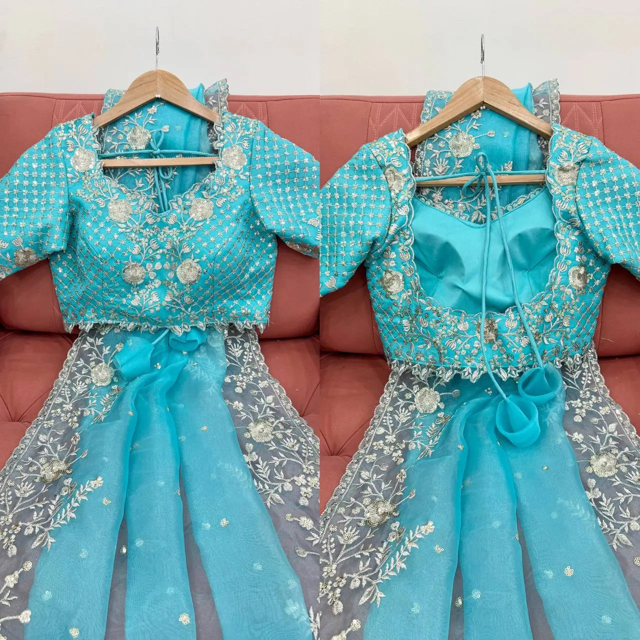 Embroidered Organza Silk Designer Saree with Blouse