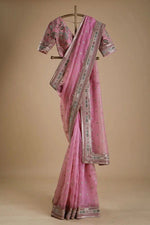 Embroidered Organza Silk Designer Saree with Blouse