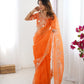 Embroidered Organza Silk Designer Saree with Blouse