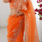 Embroidered Organza Silk Designer Saree with Blouse