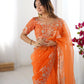 Embroidered Organza Silk Designer Saree with Blouse